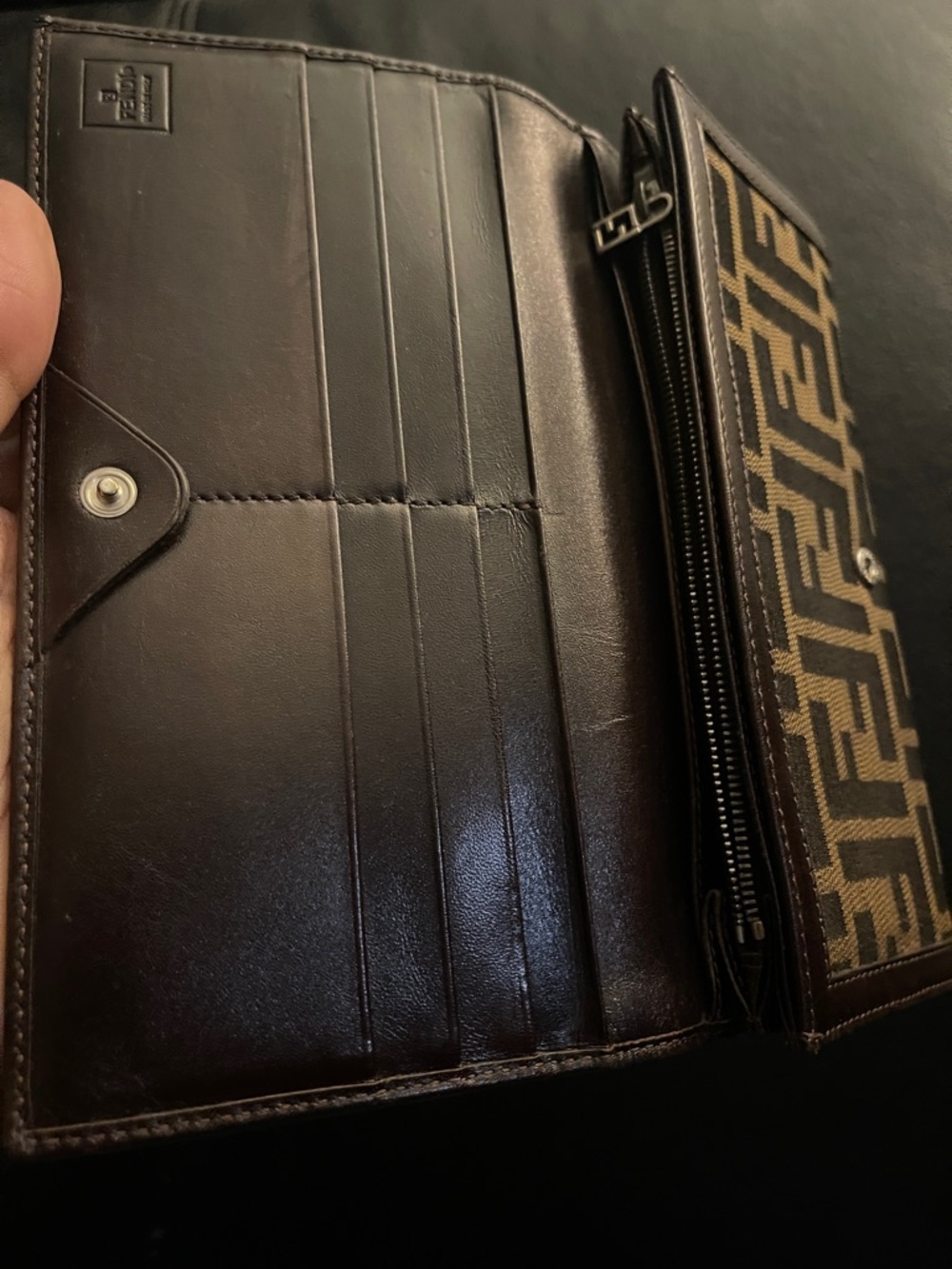 Vintage Fendi Brown Zucca Continental Canvas Long Bifold Wallet W/Entrupy COA - Picture 5 of 16